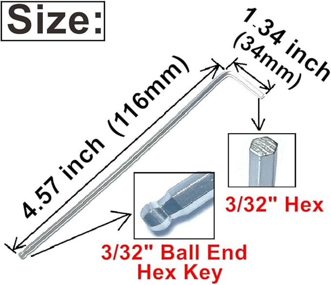 10pcs 3/32 Ball End Allen Wrench sets,3/32" Hex Key Wrench set,allen key Door Key L Shaped hex wrench set with Long Arm.