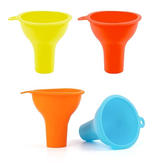Framendino, 4 Pack Silicone Funnels Wide Mouth Funnel Kitchen Set Canning for Home Restaurant Bottles Jars