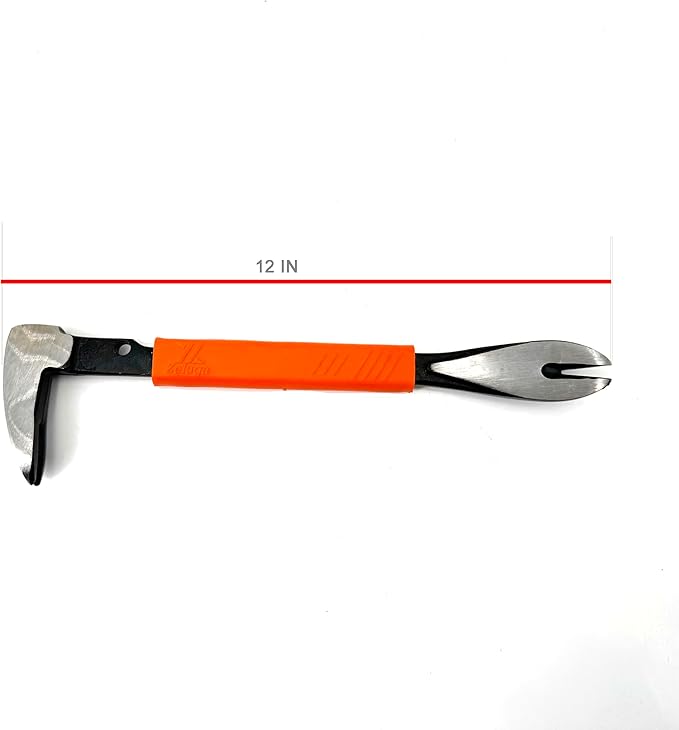 25-348 12'' Precision Nail Puller Cats Paw Pry Bar, Forged High Carbon Steel & Ergonomic Soft Grip, Crow Bar Tool for Prying, Scraping, Lifting, Pulling