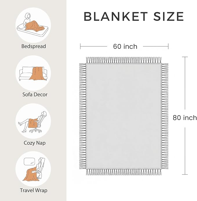LUTBM Boho Throw Blanket for Bed 60"x80", 100% Cotton Soft Couch Blankets | Reversible Floral Jacquard, All-Season Twin Quilt, For Chair Sofa Living Room, Lightweight & Breathable Gauze, Home Decor