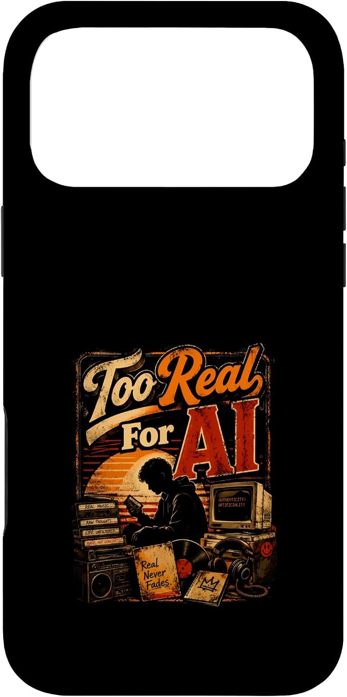 Too Real for AI - Authentic Music Lovers Case for iPhone 17 Pro Max