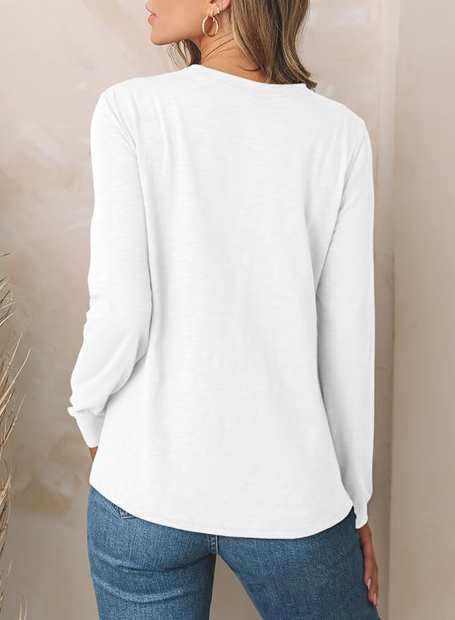 EVALESS Womens Crewneck Long Sleeve Tops Casual Polka Dots Tops Fall 2026 Tshirts Shirts