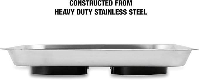 OEMTOOLS 25119 10 Inch x 11 Inch Square Magnetic Tray, Magnet Tool Holder, Heavy Duty Stainless Steel Construction, Tool Organizer Tray Securely Holds Small Parts and Fasteners