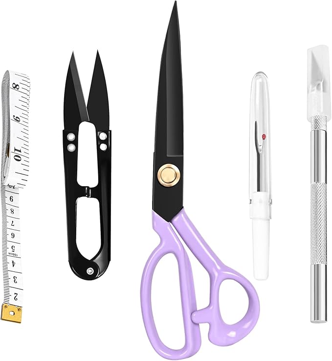 Professional Tailor Scissors Heavy Duty - Multi-Purpose Sewing Fabric Scissors for Leather Cutting Industrial Sharp Shears Home Office Arts, and Crafts (9 Inch) Purple