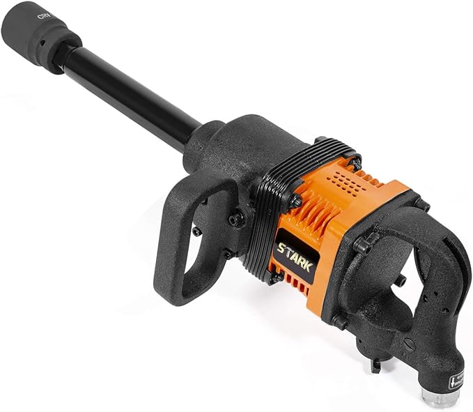 Stark USA 1" inch Heavy Duty Air Impact Wrench Gun Long Shank Pneumatic Truck (38mm & 41mm Socket) Impact Gun Heavy Duty Repairs and Maintenance with Carrying Case