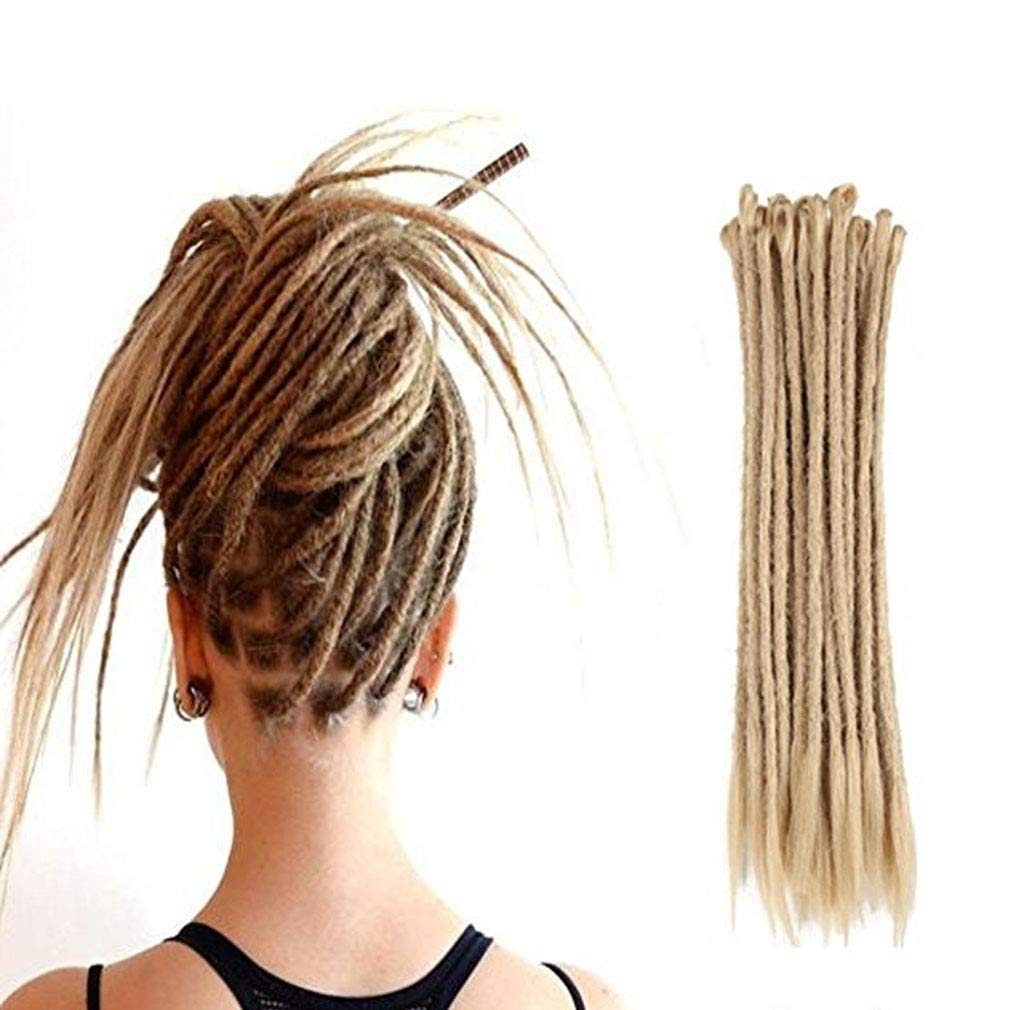 Aosome 20 Inch Sand Color Dreadlock Extensions Crochet Locs Braids 20Pcs All Handmade Synthetic Hair Extension