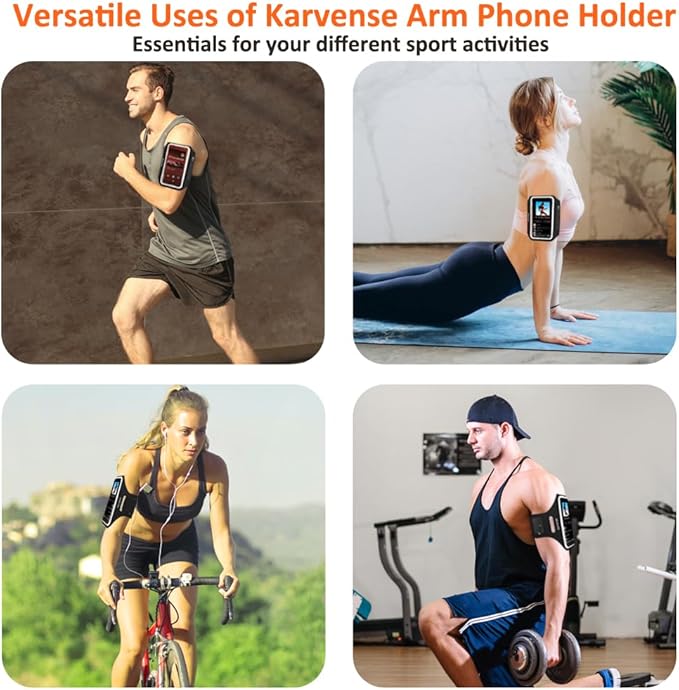 Phone Holder for Running-Karvense Phone Arm Bands w/Earphone Bag for Running&Gym& &Workout&Jogging, Cell Phone Armband for iPhone 17 Pro Max/16 Pro Max/15 Pro Max, Samsung Galaxy S Ultra/Plus- 6.9������