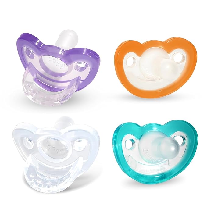 RaZbaby Jollypop Pacifier for Babies 3 Months and Up, USA Made, Natural Shaped Orthodontic Binky, Lovingly Shared in NICUs & Hospitals Worldwide, Medical-Grade 100% BPA-Free, 0-3m (Variety, 4 Count)