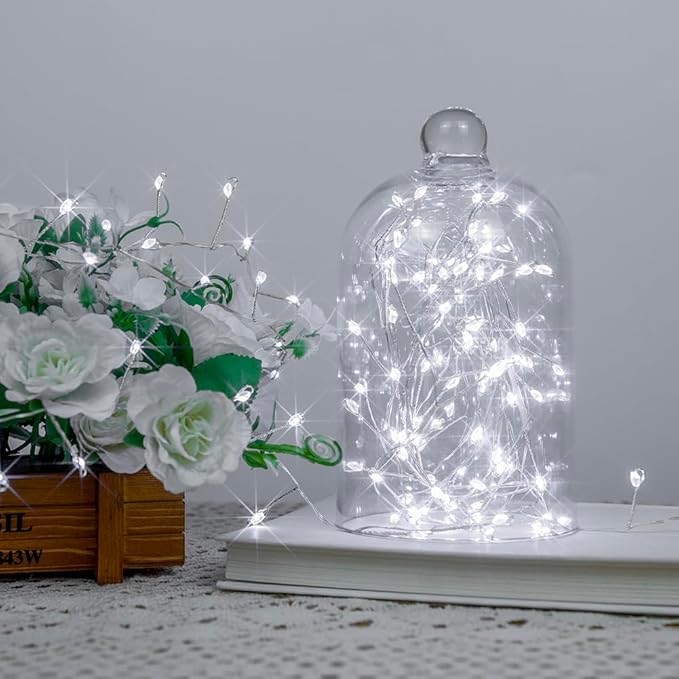 Fairy Lights Plug in, 100 Feet 1000LED Cool White Silver Wire Firecracker Firefly Lights with Remote, Waterproof Copper Wire Lights for Bedroom Wreath Window Wedding Christmas Tree Decoration