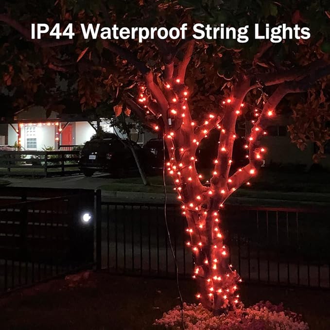 Halloween String Lights Orange - 220 LEDs 25m/82ft 8 Modes Memory Function End-to-End Plug in Outdoor Waterproof Fairy Twinkle Indoor Fall Tree Lights for Autumn/Thanksgiving Day/All Saints' Day/Yard