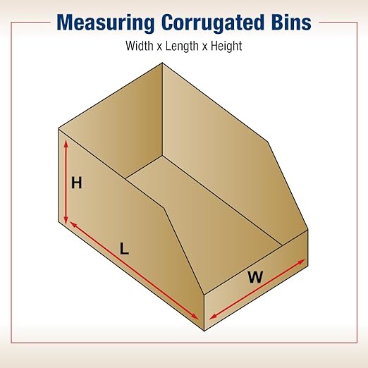 BOX USA BBINBWZ418K Open Top Bin Boxes, 4" x 18" x 4 1/2", Kraft (Pack of 50)