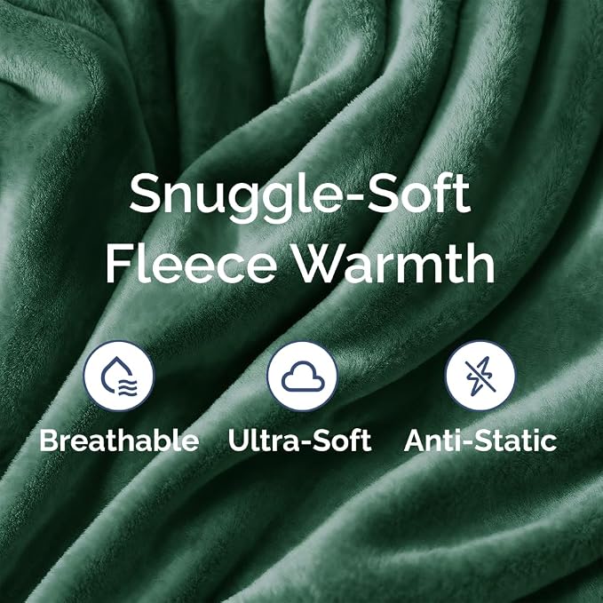 Fleece Blanket King Size - Ultra-Soft Flannel Fleece Blanket - Forest Green | Soft, Warm, Outdoor Picnic Blanket for Camping, Travel, Lightweight, Cozy, Anti-Static, Home Decor Gifts for Men & Women