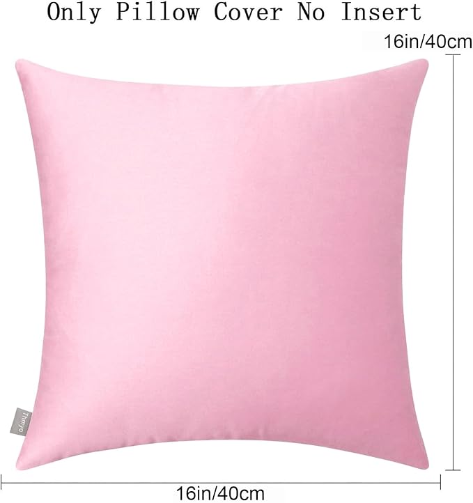 Thmyo 4-Pack 100% Cotton Comfortable Solid Decorative Throw Pillow Case Square Cushion Cover Pillowcases Sublimation Blank DIY Pillow Covers for Sofa(Only Covers,No Pillows)(16x16inch/40x40cm,Pink)