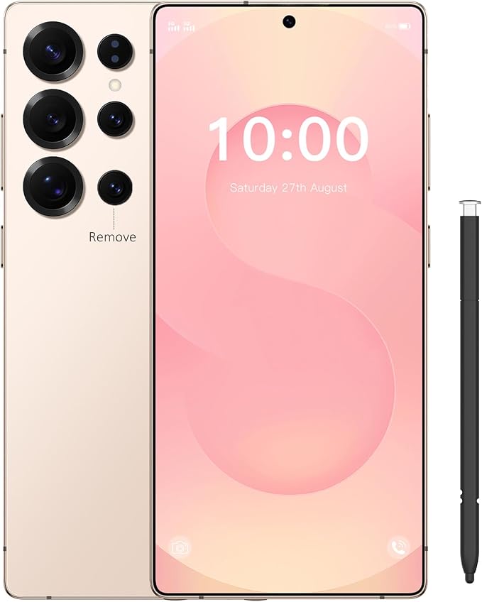 I25 Ultra Unlocked Cell Phone, 7.2" FHD+ Screen 8GB+256GB Smartphone, 8000mAh Battery Unlocked Phone, Built-in S Pen, AI 108MP Camera, US 1 Yr Warranty - Gold