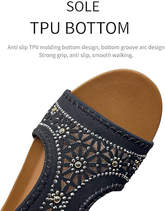 WOJWSKI Women's Slide Wedge Sandal Open Toe High Heel Zipper Back Platform