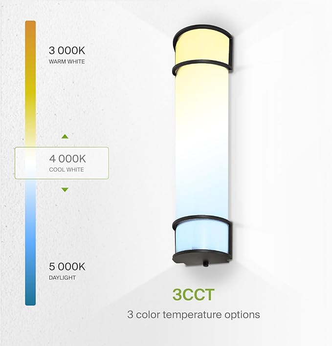 ASD LED 24" Vanity Flush Mount Light Fixture, Linear Bathroom Lighting Bar | 3CCT, Dimmable, Energy Star, ETL Listed | 25W 1950LM 3000-5000K 120V | Long Bath Wall Sconce Over Mirror | Black, 4 Pack