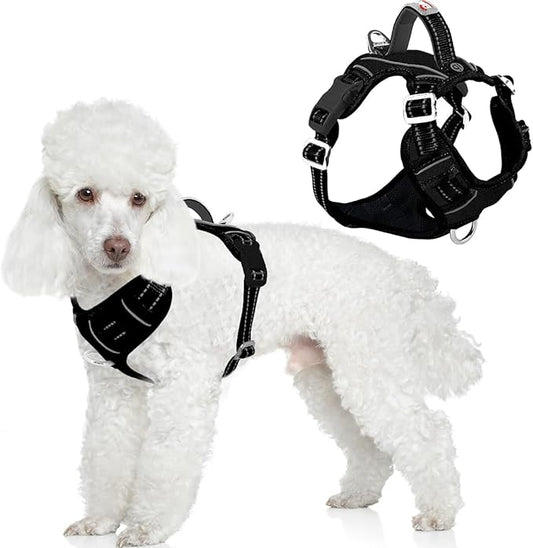 BARKBAY Dog Harness No Pull Oxford with ID Tag Pocket - Heavy Duty, Reflective, Easy Control for Large Dogs(Black Oxford,XS)
