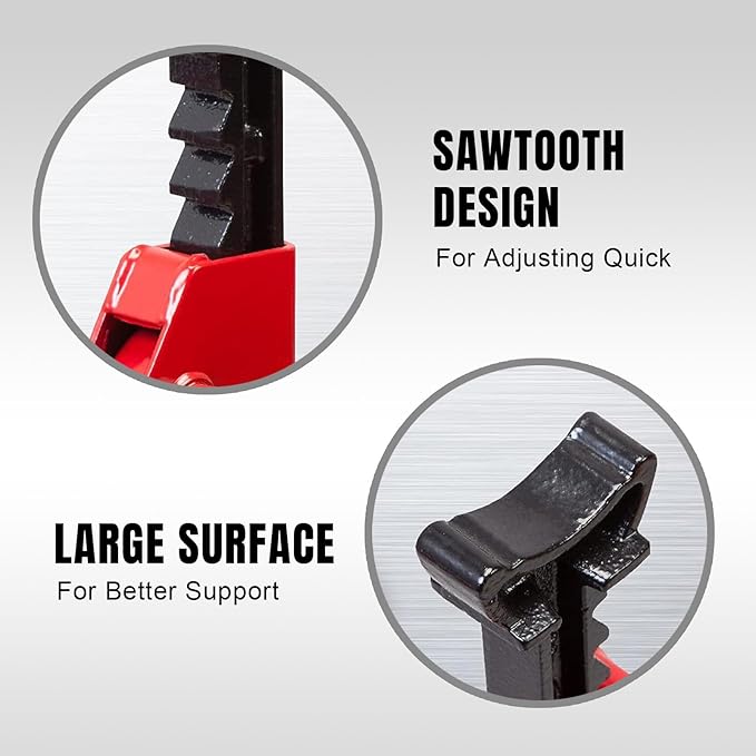 Big RED 3 Ton (6,600 LBs) Jack Stands, with Adjustable Lock Car Jack Stand, Fit for Vehicle, Red, 2 Pack
