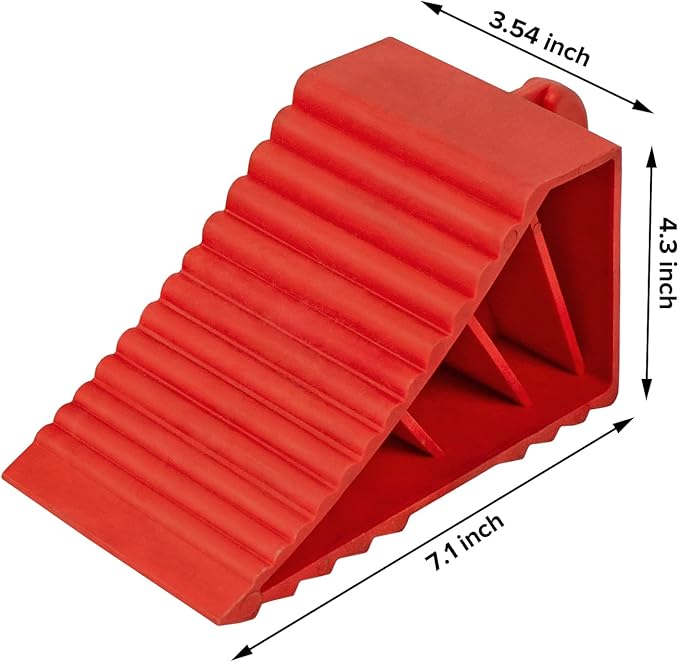 Donext Wheel Chocks Rubber Heavy Duty, Tire Chocks for Travel Trailers, RV, Camper, and Trucks 2-Pack, Red
