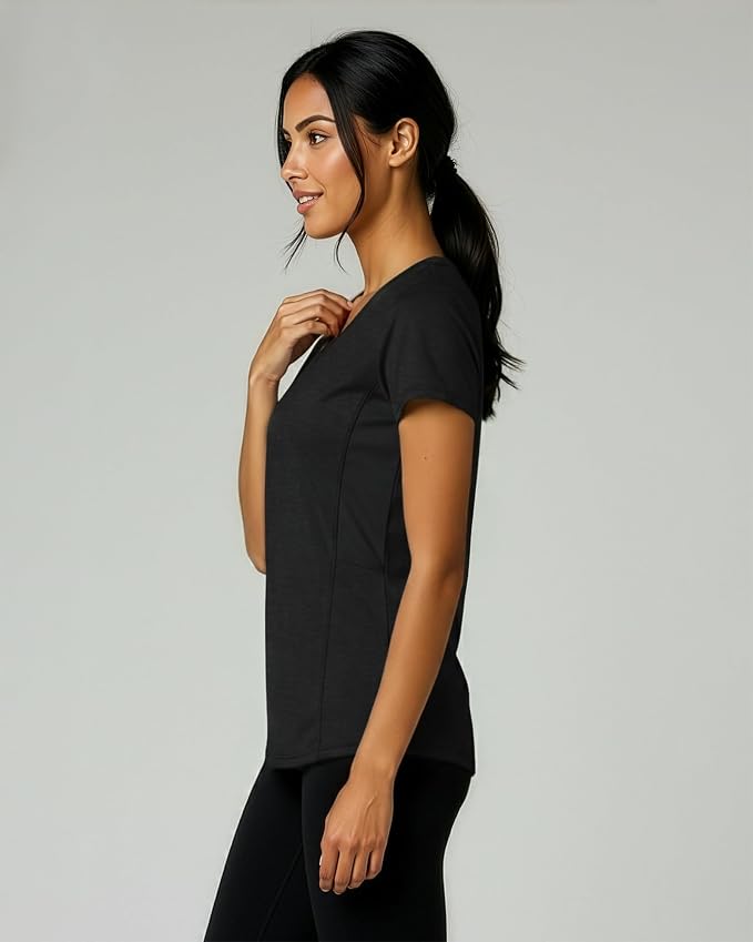 5 Pack Women's Dry Fit V Neck Workout Tops T Shirts Athletic Gym Yoga Tees | Available In Plus Size, Cooling Moisture-Wicking, Short Sleeve, Quick-Dry, Fitness, Stretch, Exercise, Running, Hiking