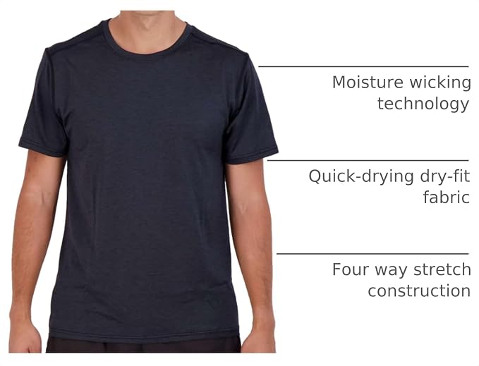 5 Pack Men's Dry Fit Short Sleeve T-Shirt Gym Workout Athletic Running Tee | Cooling, Moisture-Wicking, Crew Neck, Quick-Dry, Breathable, Active, Exercise, Fitness, Basketball, Cycling, Hiking, Tennis