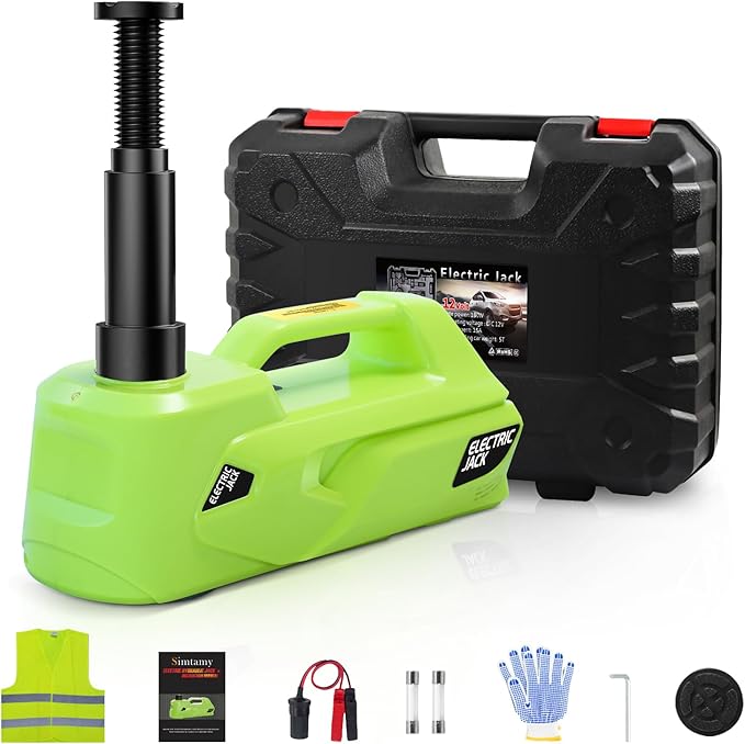Electric Car Jack 5Ton 12V Hydraulic Car Jack Lift (Lifting Range: 6.1~17.7 inch) Built-in Safety Hammer, and LED Light for SUV MPV Sedan Truck Change Tires Garage Repair