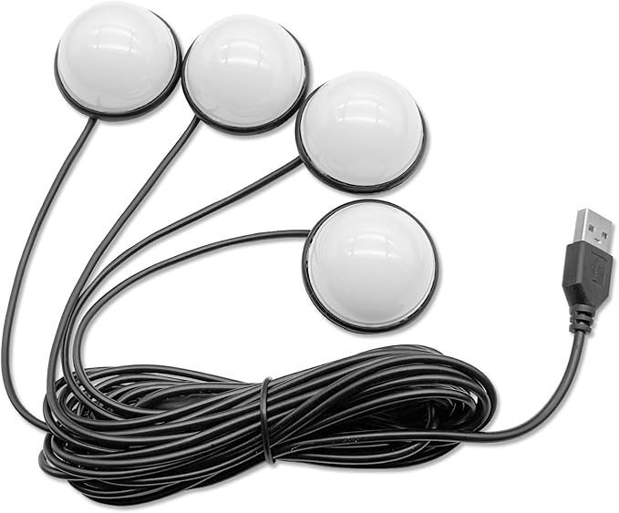 Car Interior LED Lights, Automotive Ambient Neon Light Kit with USB Port, Automotive Under Dash Decoration Night Lamp for Men and Women, 4 in 1 Decoration Lights for Car, Garden, Home, Part (Ice Blue)