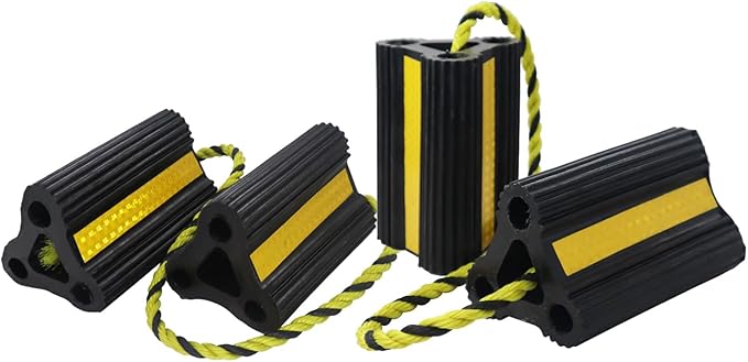 Rv Wheel Chocks for Trailers Camper Trucks and Small Aircraft Wheel Chock 2Pair4Pack Wheel Chocks Block with 3 Reflective Strips Versatile Heavy Duty Solid Rubber Wheel Immobilizers & Chocks