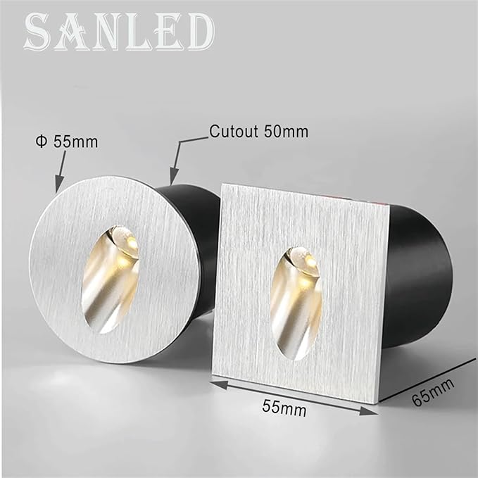 Wall Sconce Lamps Embedded with Mounting Box Round Nightlight for Stair Step Corridor Balcony Luminaire AC85-265V/DC12V(Warm(2700-3500K),1W AC85-265V)