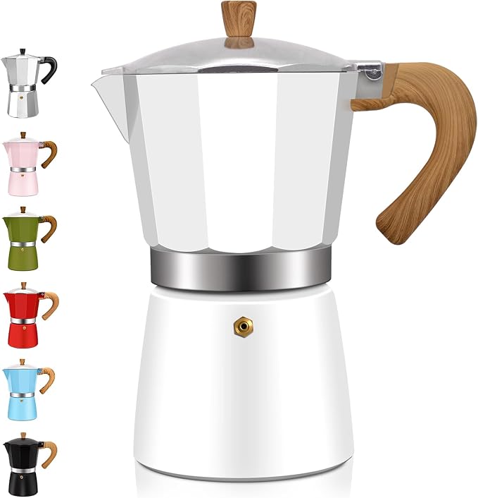 6 Cup Aluminum Espresso Stovetop Moka Pot Express Coffee Maker Percolator Italian Classic Mocha Coffee Machine for Italian and Cuban Cafe Brewing for Home & Camping 300ml 10oz