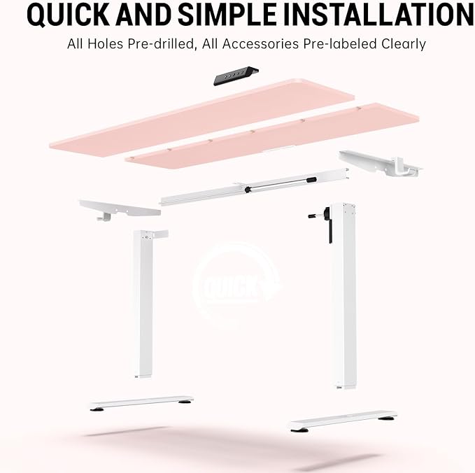 Veken Standing Desk, Pink, 55×23.6 Inch | Height Adjustable Sit Stand Up Computer Tables for Home Office, Study , Writing, Suit students, employees and group work