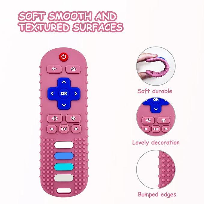 YAPROMO Baby Teething Toys, Remote Teethers for Babies, Cute Toy Remote for Baby Boys and Girls, Food Grade Silicine Chew Toy