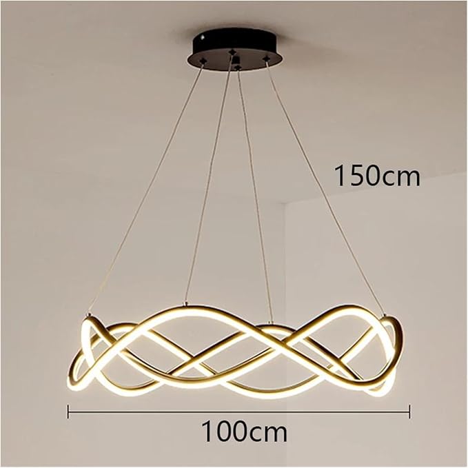 Modern Home Decor Led Lights Pendant Light Lamps for Living Room Chandeliers for Dining Hanging Indoor Lighting,Modern LED Chandelier(RC Remote dimming,Black-D100cm)