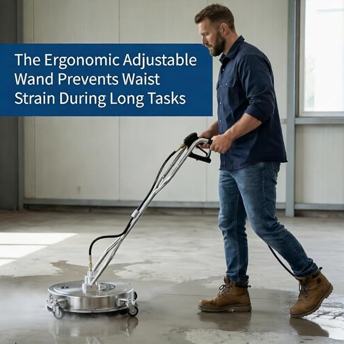 21" Pressure Washer Surface Cleaner with 4 Wheels, Dual Handle Stainless Steel Surface Cleaner for Pressure Washer Attachment for Patio, Sidewalk, Deck and Driveways