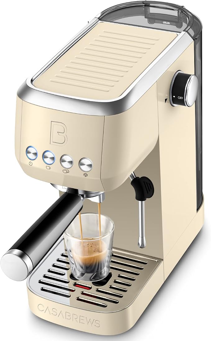CASABREWS 3700 Essential Espresso Machine, Stainless Steel Espresso Maker | 20-Bar Italian Pump, Powerful Steam Wand, 43.9oz Removable Water Tank, Compact Espresso Maker for Home, Cappuccino & Latte