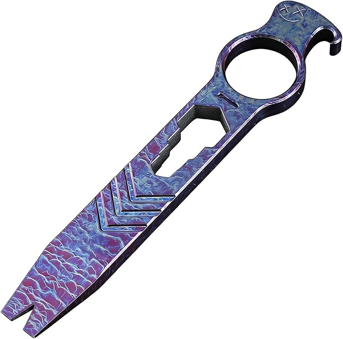 Titanium Pry Bar Bottle Opener, 5.51" Multi Tool Crowbar with Multi-size Wrench/Screwdriver/Nail Puller Function QG002