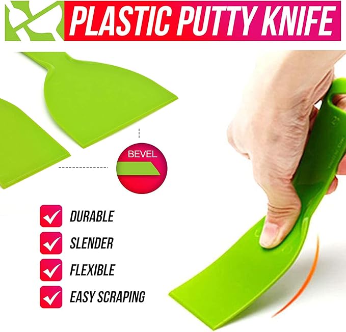 5Pcs Putty Scraper 4" Plastic Flexible Putty Knives,Disposable Spreader Flexible Plastic Paint Scraper Tool for Spackling, Taping Drywall Wall Painting (4")