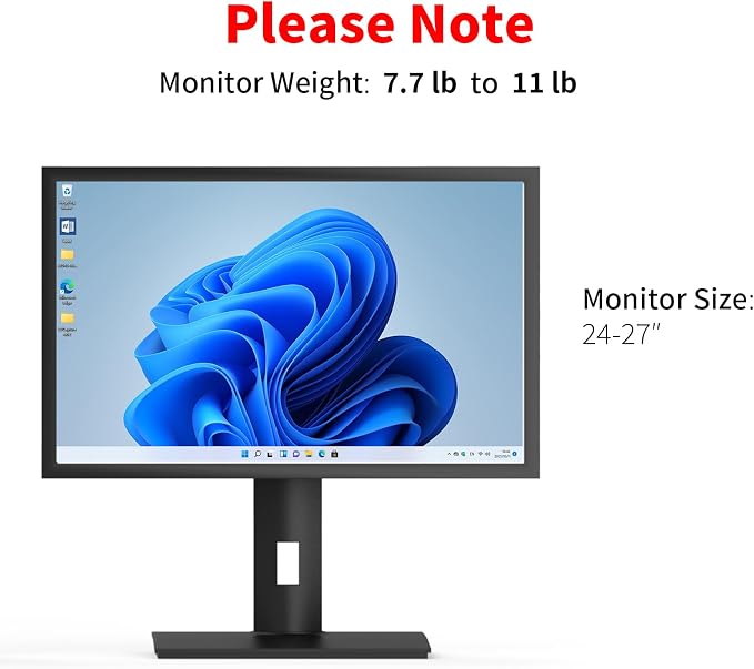 Vesa Monitor Stand with Spring-Adjustable Height, Swivel, Tilt, Rotation Vesa Stand, Compatible with Monitors Within 27 inch and Weighing Between 7.7-11lb (Black, Only for 7.7-11 lb Monitor)