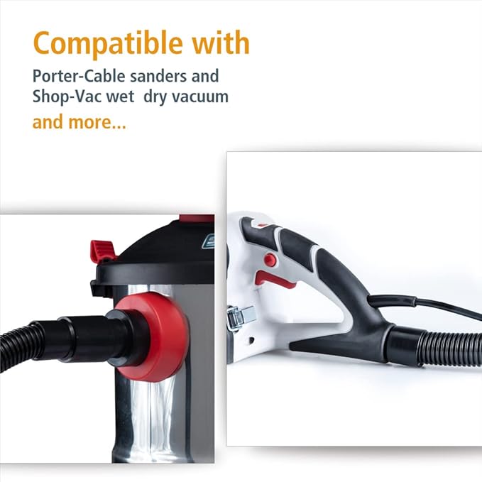 VEVOR 2.6 Gallon Wet Dry Vacuum with Blowing Function, POWERTEC 10 Ft. Dust Collection Hose Kit with 5 Fittings for Woodworking Power Tools Home and Wet/Dry Shop Vacuums Bundle
