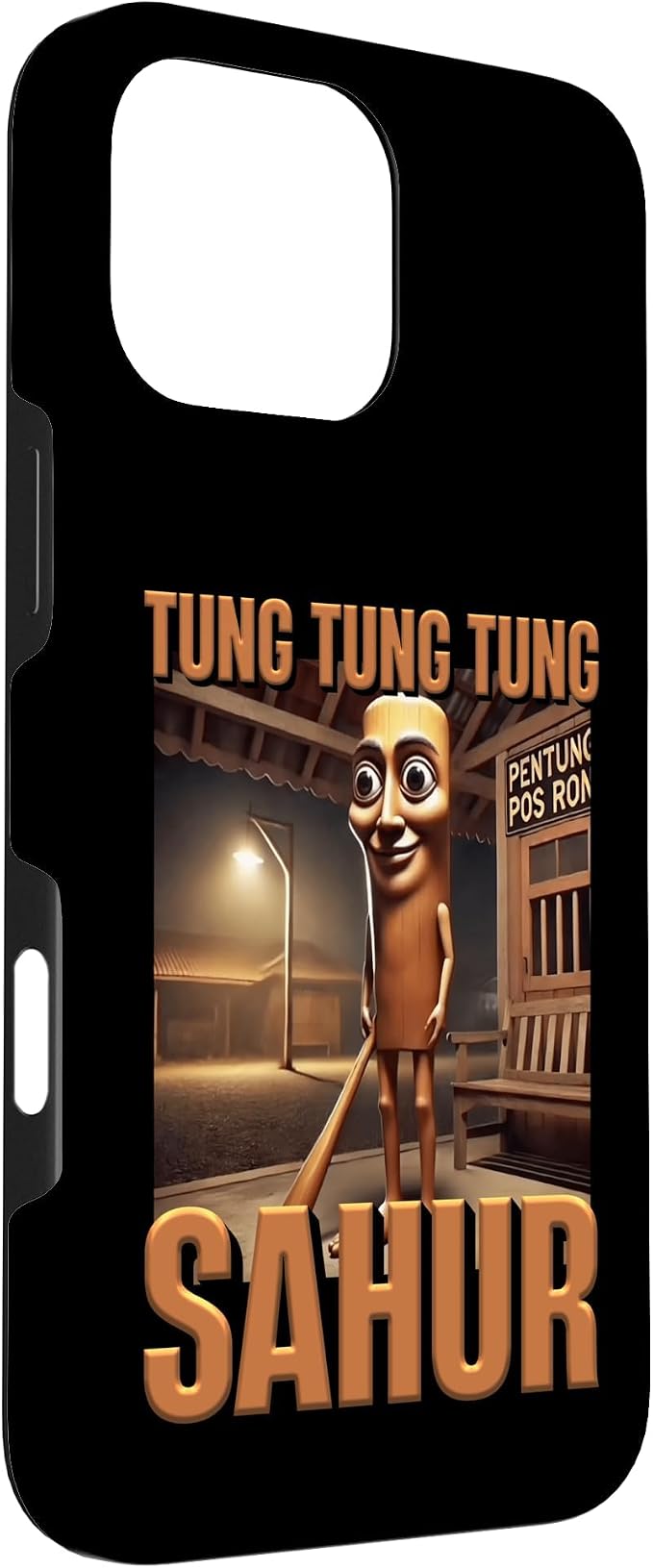 Internet Hilarious Meme AI Character Tung Tung Tung Sahur Case for iPhone 16 Pro Max