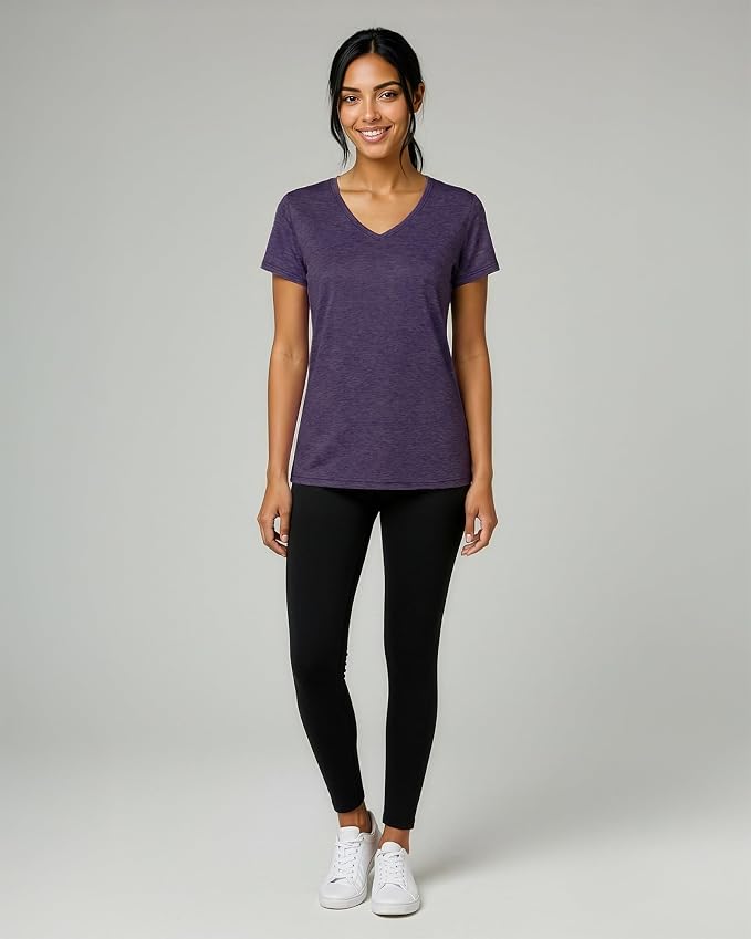 5 Pack Women's Dry Fit V Neck Workout Tops T Shirts Athletic Gym Yoga Tees | Available In Plus Size, Cooling Moisture-Wicking, Short Sleeve, Quick-Dry, Fitness, Stretch, Exercise, Running, Hiking