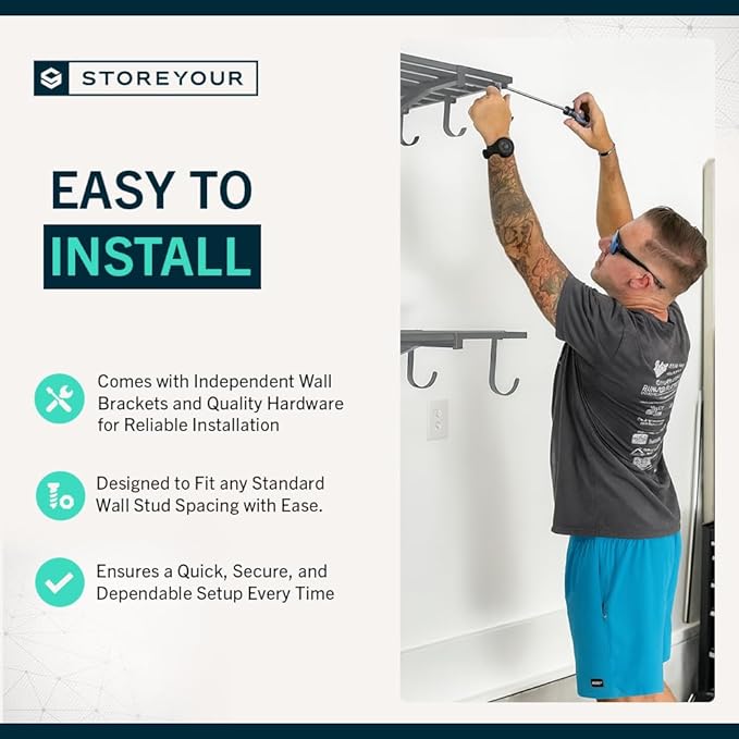 StoreYourBoard Heavy Duty Garage Shelf Wall Mount 2ft x 4ft – Wall-Mounted Shelving for Storage & Organization – Heavy Duty Garage Shelves for Tools, Bins, & Equipment – Holds 400 lbs – Gray