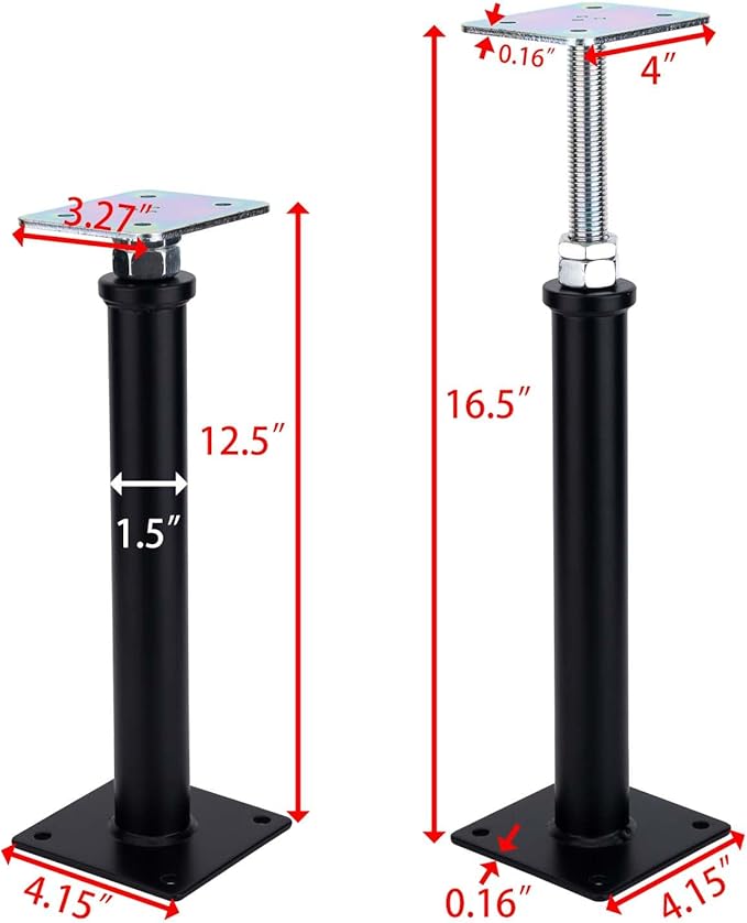 4-Pack Adjustment Floor Jack Post Floor Jack Lift Supports 12.5-16.5 Inch Adjustable House Jack,Adjust Supports,Lift Supports,Mini Screw Jack, Floor Straightener,Level Supports