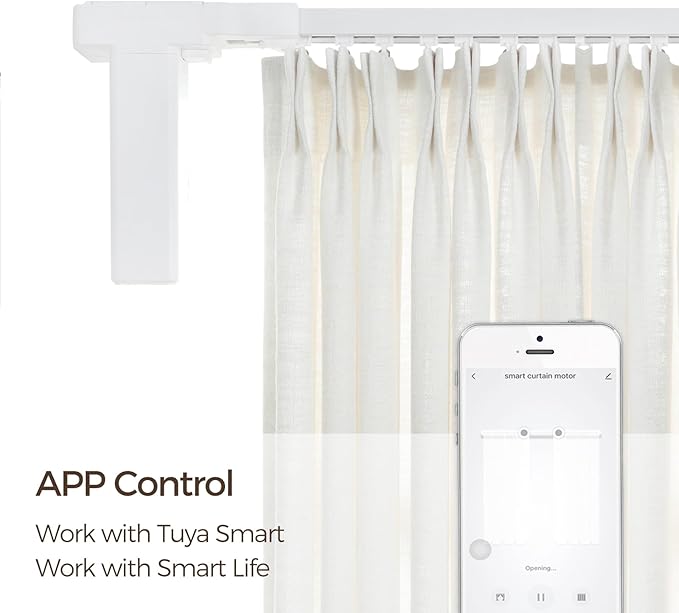 TWOPAGES Electric Smart Curtain Track for Ceiling Mount and Wall Mount, 279 Inches Motorized Curtains Rail System Compatible with Google, Alexa App, Remote Control