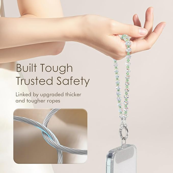 SURPHY Phone Charm, Handmade Beaded Phone Wrist Strap with Tether Tab | Phone Charm Strap, Phone Chain with Premium Metal Buckle, Wrist Strap Fits Cellphone Cases, Wallets, Bags, Keys