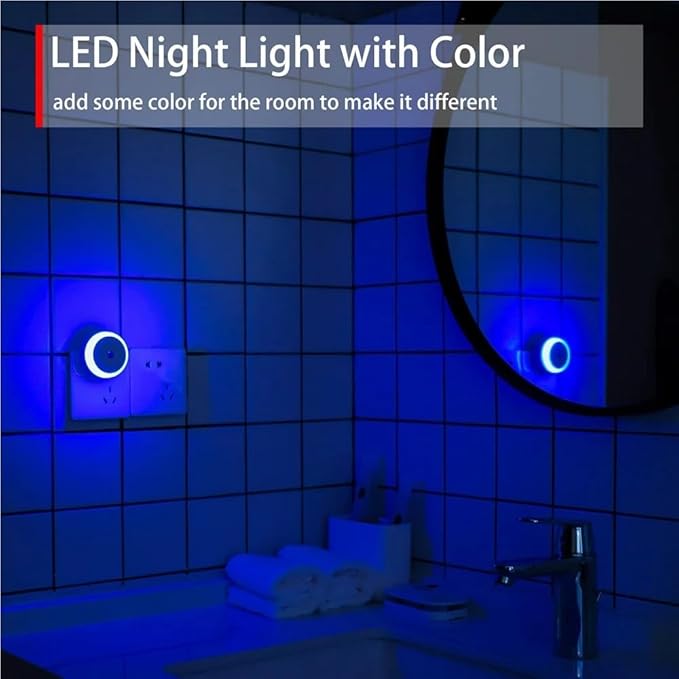 LED Night Light in Dusk to Dawn Smart Sensor Auto Dim Into Wall Night Lamp for Bathroom Hallway Kitchen Stairway Bedroom(1pc Amber)