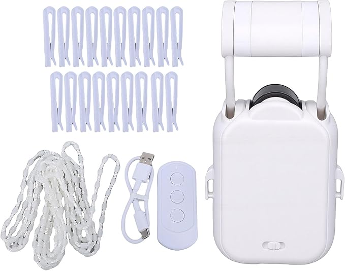 Smart Curtain Motor, Tuya App Controlled Automatic Opener with 5200mAh Battery and Safety Sensor, Easy Install Cordless Motorized Curtain Track for Home, Office and Bedroom