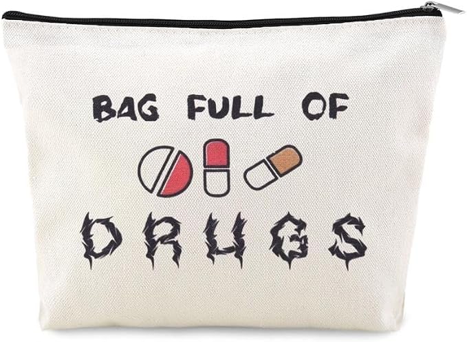 Travel Medicine Bag for Family Pharmacist Nurse Practitioner Gifts for Women Funny Meds Pouch Dental Medical Physician Assistant Makeup Bag Canvas Medication Carrying Pouch Emergency Pouch for School