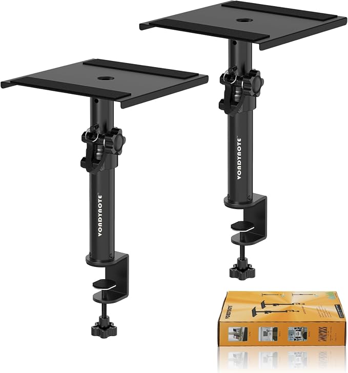 Vondynote Set of 2 Desktop Clamp Speaker Stands Short Studio Monitor Stands Height Adjustable