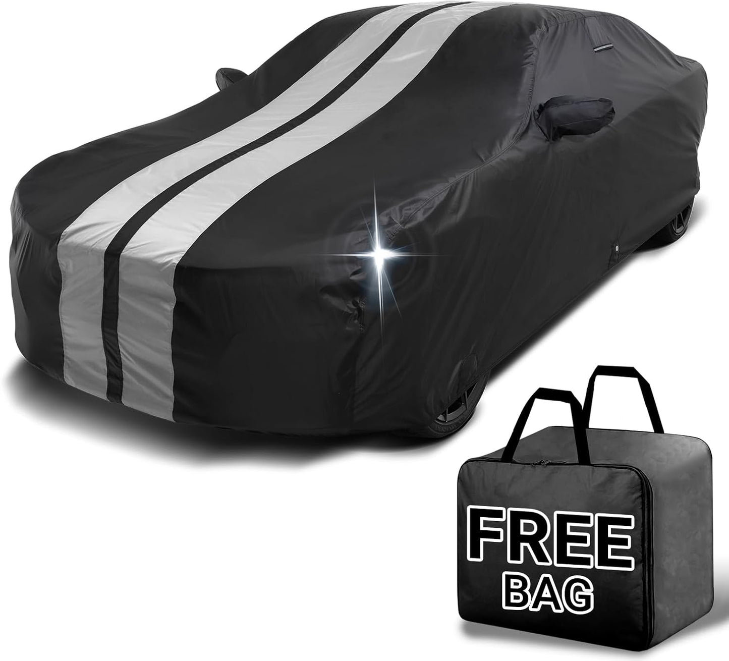 iCarCover Custom Car Cover for Buick Somerset (1985-1988) Waterproof All-Weather Rain Snow UV Sun Protector Full Exterior Indoor Outdoor Car Cover (Stripe - Black/Gray)